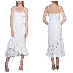 CLOSING CLOSET SALE NEW ML Monique Lhuillier Lace Asymmetric Flounce Midi 10